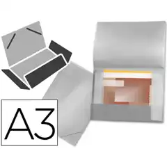 CARPETA A3 INCOLORA CON SOLAPAS PP FLEXIBLE 32830