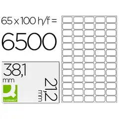 ETIQUETA ADHESIVA Q-CONNECT KF00573 -TAMAÑO 38,1X21,2 MM -FOTOCOPIADORA -LASER -INK-JET-CAJA CON 100 HJ DIN A4 KF00573 34379