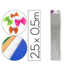 PAPEL CRESPON LIDERPAPEL 50 CM X 2.5M METALIZADO PLATA CP21 35745