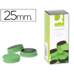 IMAN PARA SUJECION Q-CONNECT IDEAL PARA PIZARRAS MAGNETICAS25 MM VERDE CAJA DE 10 UDS KF02641 36229