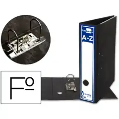 ARCHIVADOR DE PALANCA LIDERPAPEL Fº CLASSIC BLUE CARTON ENTRECOLADO SIN RADO LOMO 80MM NEGRO COMPRESOR METAL AZ02 37741