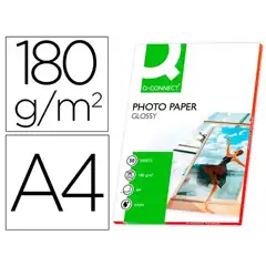 PAPEL Q-CONNECT FOTO GLOSSY DIN A4 ALTA CALIDAD DIGITAL PHOTO PARA INK-JET BOLSA DE 50 HJ DE 180 GR KF02771 38152