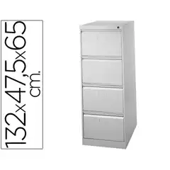 Material ARCHIVADOR METALICO GRIS 4 CAJONES GUIAS TELESCOPICAS ANTIVUELCO 43213