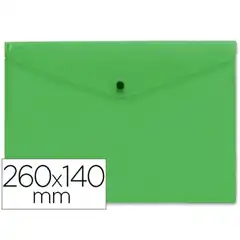 CARPETA LIDERPAPEL DOSSIER BROCHE PP TAMAÑO SOBRE AMERICANO 260X140MM VERDE TRANSLUCIDO DS55 50391
