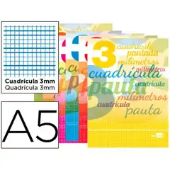 LIBRETA LIDERPAPEL PAUTAGUIA T. CARTONCILLO 32 HJ DIN A5 70 G CUADRICULADO PAUTADO 3 MM CON MARGEN LB35 51707