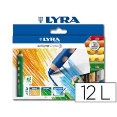 LAPICES DE COLORES ACUARELABLES LYRA GROOVE TRIANGULAR MINAS 10 MM CAJA DE 12 COLORES SURTIDOS L3831120 52740