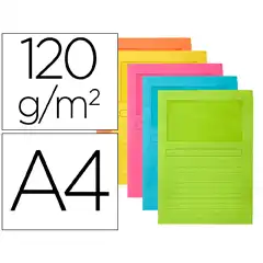 SUBCARPETA CARTULINA Q-CONNECT DIN A4 COLORES SURTIDOS CON VENTANA TRANSPARENTE 120G/M2 PAQ. DE 25 UDS KF15249 53229