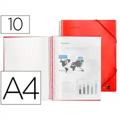 CARPETA LIDERPAPEL ESCAPARATE CON ESPIRAL 10 FUNDAS PP DIN A4 ROJO EC02 53806