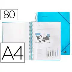 CARPETA LIDERPAPEL ESCAPARATE CON ESPIRAL 80 FUNDAS PP DIN A4 AZUL EC25 54432