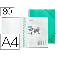 CARPETA LIDERPAPEL ESCAPARATE CON ESPIRAL 80 FUNDAS PP DIN A4 VERDE EC27 54434