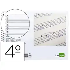 Material BLOC MUSICA LIDERPAPEL COMBI PENTAGRAMA CUADRICULADO 2,5MM CUARTO 20 HJ 100G/M2 BM07 58603