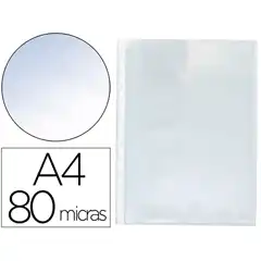 FUNDA MULTITALADRO Q-CONNECT A4 80 MC CRISTAL BOLSA DE 100 UDS KF16601 63401