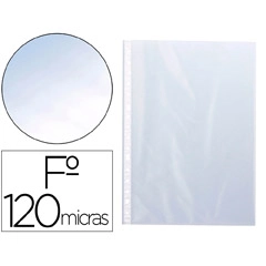 Material FUNDA MULTITALADRO Q-CONNECT Fº 120 MC CRISTAL CAJA DE 100 UDS KF18479 63406