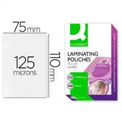 BOLSA DE PLASTIFICAR Q-CONNECT 110 X 75 MM 125 MC CARNET DE IDENTIDAD CAJA DE 100 UDS KF01219 63423