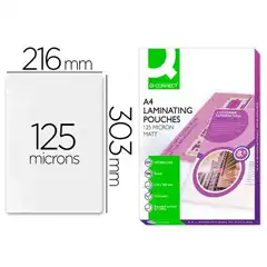 BOLSA DE PLASTIFICAR Q-CONNECT 303 X 216 MM 125 MC DIN A4 MATE SIN REFLEJOS CAJA DE 100 UDS KF24055 63427