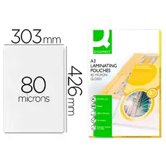 BOLSA DE PLASTIFICAR Q-CONNECT 303 X 426 MM 80 MC DIN A3 CAJA DE 100 UDS KF04122 63430