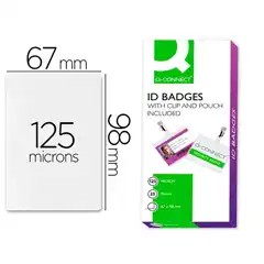BOLSA DE PLASTIFICAR Q-CONNECT 67X98 MM 125 MC CON CLIP PARA TARJETAS DE VISITA CAJA DE 25 UDS KF00302 63433