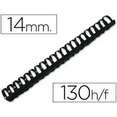 Material CANUTILLO Q-CONNECT REDONDO 14 MM PLASTICO NEGRO CAP. 130 HJ CAJA 100 UDS KF24051 63439
