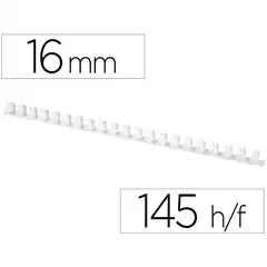 Material CANUTILLO Q-CONNECT REDONDO 16 MM PLASTICO BLANCO CAP. 145 HJ CAJA 50 UDS KF24025 63440