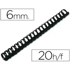 Material CANUTILLO Q-CONNECT REDONDO 6 MM PLASTICO NEGRO CAP. 20 HJ CAJA 100 UDS KF24016 63448