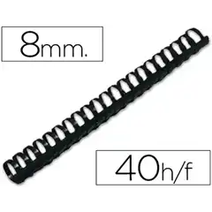Material CANUTILLO Q-CONNECT REDONDO 8 MM PLASTICO NEGRO CAP. 40 HJ CAJA 100 UDS KF24018 63449