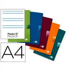 LIBRETA LIDERPAPEL SCRIPTUS A4 48 HJ 90G/M2 RAYADO MONTESSORI 5MM CON MARGEN COLORES SURTIDOS LA26 63828