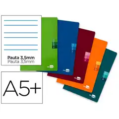 LIBRETA LIDERPAPEL SCRIPTUS A5 PLUS 48 HJ 90G/M2 RAYADO MONTESSORI 3,5MM CON MARGEN COLORES SURTIDOS LB64 63830
