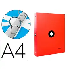 Material CARPETA ANTARTIK A4 FORRADA 4 ANILLAS 25 MM REDONDAS COLOR ROJO KA45 63839