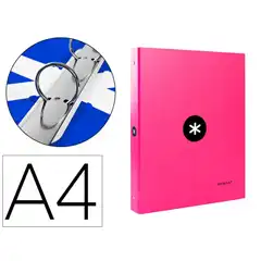 Material CARPETA ANTARTIK A4 FORRADA 4 ANILLAS 25 MM REDONDAS COLOR ROSA KA46 63840