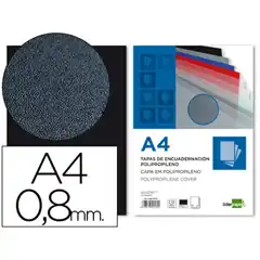 T. ENCUADERNACION LIDERPAPEL PP A4 0.8MM NEGRO OPACO PAQ. DE 50 UDS TE12 64035