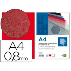 T. ENCUADERNACION LIDERPAPEL PP A4 0.8MM ROJO OPACO PAQ. DE 50 UDS TE13 64037