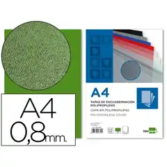 T. ENCUADERNACION LIDERPAPEL PP A4 0.8MM VERDE OPACO PAQ. DE 50 UDS TE22 64047