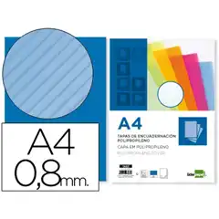 T. ENCUADERNACION LIDERPAPEL PP ONDULADO A4 0.8 MM AZUL PAQ. DE 50 UDS TA07 64094