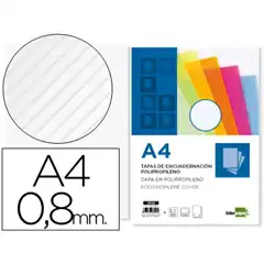 T. ENCUADERNACION LIDERPAPEL PP ONDULADO A4 0.8 MM TRANSPARENTE PAQ. DE 50 UDS TA12 64099