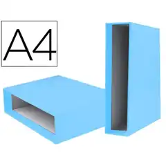 CAJA ARCHIVADOR LIDERPAPEL DE PALANCA CARTON DIN A4 DOCUMENTA LOMO 75 MM CELESTE CZ30 64587