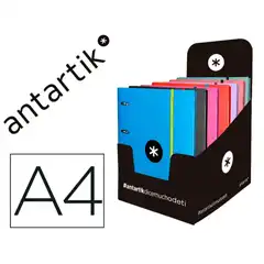 CARPETA CON RECAMBIO ANTARTIK A4 CUADRO 5MM FORRADA 4 ANILLAS 40MM REDONDAS COLORES SURTIDOS KA39 64670