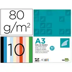 Material PAPEL DE COLOR LIDERPAPEL A3 80GR 10 COLORES 100HJ PC92 67883