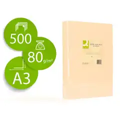 PAPEL COLOR Q-CONNECT DIN A3 80GR CREMA PAQ. DE 500 HJ KF18003 72190