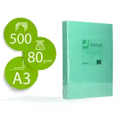 PAPEL COLOR Q-CONNECT DIN A3 80GR VERDE PAQ. DE 500 HJ KF18004 72191