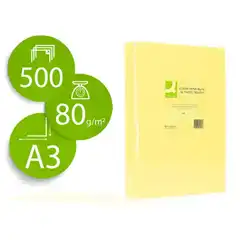PAPEL COLOR Q-CONNECT DIN A3 80GR AMARILLO PAQ. DE 500 HJ KF18006 72193