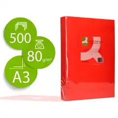 PAPEL COLOR Q-CONNECT DIN A3 80GR ROJO INTENSO PAQ. DE 500 HJ KF18009 72196