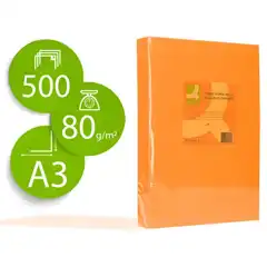 PAPEL COLOR Q-CONNECT DIN A3 80 GR NARANJA INTENSO PAQ. DE 500 HJ KF18011 72198
