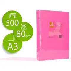 PAPEL COLOR Q-CONNECT DIN A3 80GR ROSA INTENSO PAQ. DE 500 HJ KF18012 72199