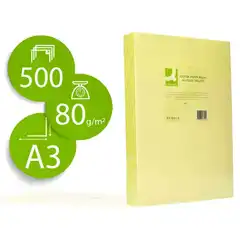 PAPEL COLOR Q-CONNECT DIN A3 80GR AMARILLO NEON PAQ. DE 500 HJ KF18015 72202