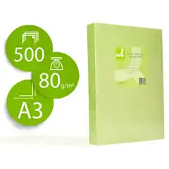 PAPEL COLOR Q-CONNECT DIN A3 80GR VERDE NEON PAQ. DE 500 HJ KF18016 72203