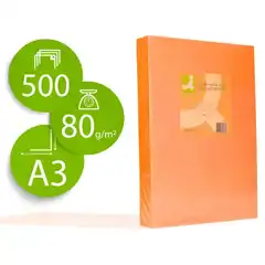 PAPEL COLOR Q-CONNECT DIN A3 80GR NARANJA NEON PAQ. DE 500 HJ KF18017 72204