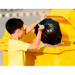 PAPELERA CONTENEDOR Q-CONNECT PLASTICO AMARILLO 100L CON TAPA Y RUEDAS 750X470X370MM KF16543 72482