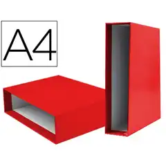 CAJA ARCHIVADOR LIDERPAPEL DE PALANCA CARTON DIN A4 DOCUMENTA LOMO 75MM COLOR ROJO CZ23 72776
