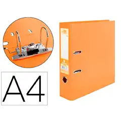 ARCHIVADOR DE PALANCA LIDERPAPEL A4 DOCUMENTA FORRADO PVC CON RADO LOMO 75MM NARANJA COMPRESOR METALICO AZ68 72783