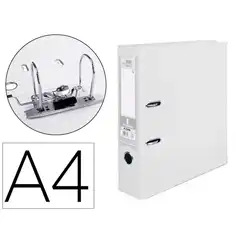 ARCHIVADOR DE PALANCA LIDERPAPEL A4 DOCUMENTA FORRADO PVC CON RADO LOMO 75MMBLANCO COMPRESOR METALICO AZ69 72784
